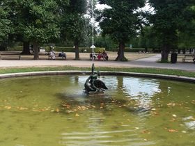 This fountain can be seen at Rosenborg Castle in Copenhagen. This fountain is in the Kings Garden (Kongenshavn)..