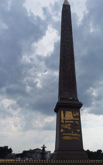 This is what the obelisk looks like and the other fountain can be seen just beyond it.