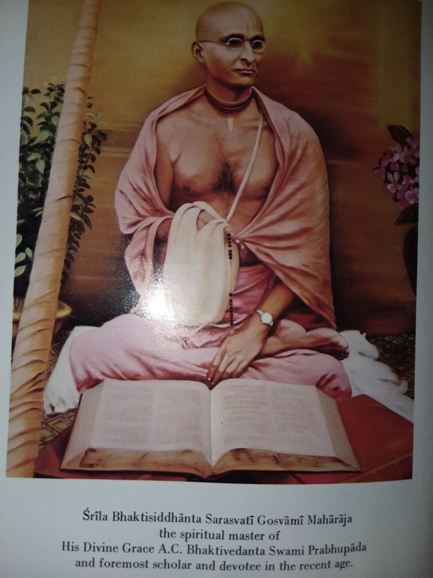 This is the spiritual master of A. C. Bhaktividanta Swami Prabhupad who inspired the founder of ISKCON to travel the world and distribute Krishna Consciousness.