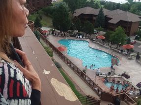At Cheyenne Mountain Resort in Colorado Springs. Overlooking the pool, the lake, and the countryside.
