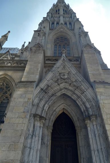 This is one close up shot of Saint Patricks' Cathedral on 5th Avenue. Bob brought us here during our NYC Greeter tour but the doors were locked.