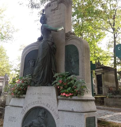 Also in Père Lachaise Cemetery is this monument for those who died defending Belfort during the Franco - Prussian war in 1870-1871.