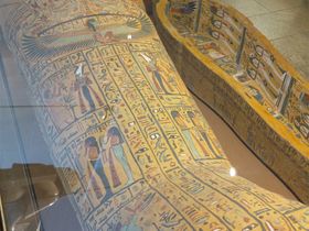 Here is an empty Egyptian coffin that can be seen at the NYC Museum of Natural History.
