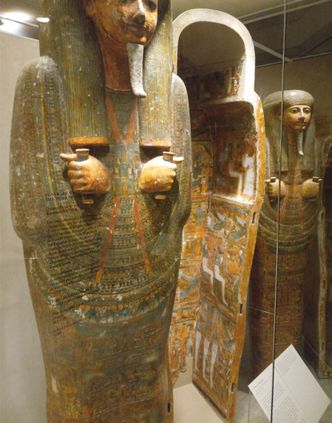 I do not know how the American Museum of Natural History NYC acquired so many Egyptian coffins but there are a great many in the collection here.