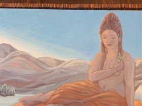 Gaia-Morning Meditation. Oil on canvas paper. Artist; Maria Aragon. @etsy.com/shop/MariaAragon and she is based in New Mexico.
