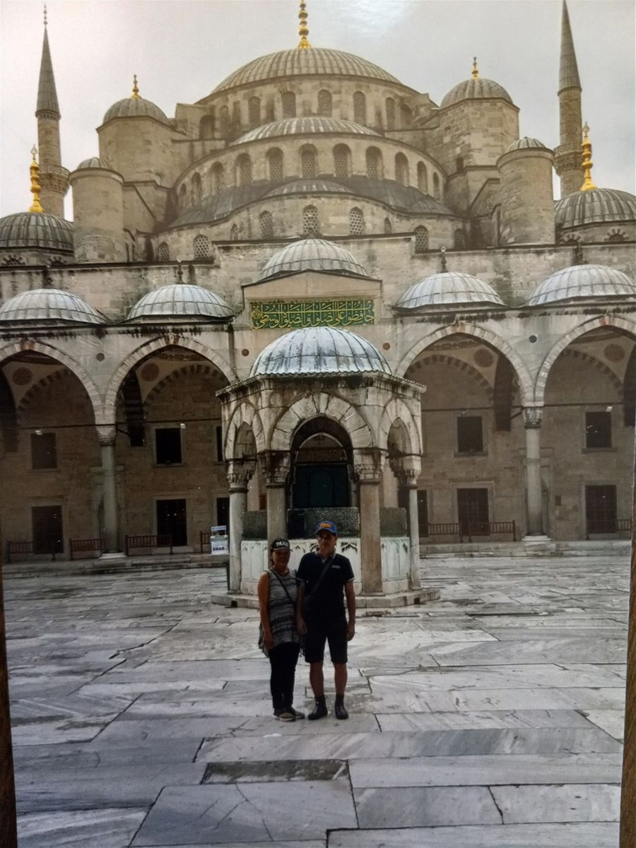 Istanbul. We are inside an inner courtyard of the Blue Mosque. The official name Sultan Ahmet Camii.