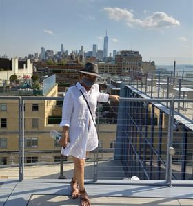 This photo is from the roof of the Whitney Museum. A person can easily walk up the Hudson River Park Walkway and reach the Whitney Museum.