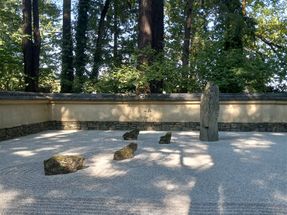 Here is a nice, traditional sand and rock garden that is used for meditation.